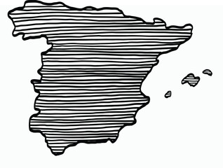 Sticker - Doodle freehand drawing of Spain map.