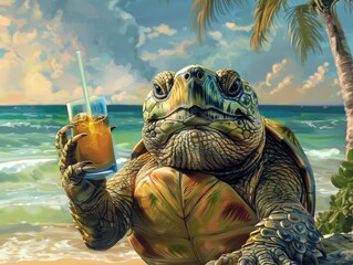 Wall Mural - turtle on the beach