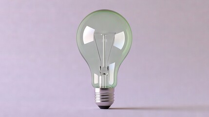 Wall Mural -   A green bulb sits atop a white table beside a purple wall, casting a shadow