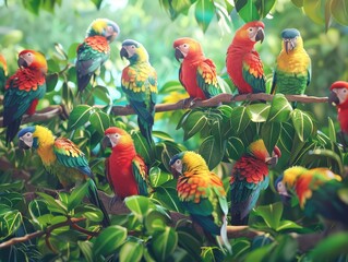 two parrots on the tree