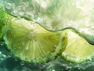 Sticker - lime with water drops