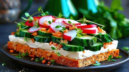 Sticker -  A platter with sliced cucumbers, radishes, and various vegetables