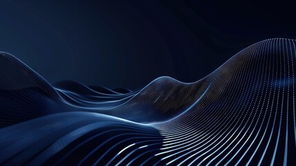 Wall Mural -  A dark blue background with wavy lines and a blue light at the top is a visually stunning image