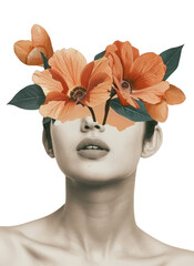 Sticker - PNG  Surreal floral portrait art