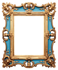 Poster - PNG  Elegant ornate gold blue frame