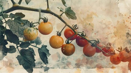 Poster -  Tomatoes on a Branch - Oil Painting by Jane Smith