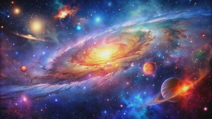 Wall Mural - Vibrant image of a universe filled with stars, nebula, and galaxies, cosmos, astronomical, space, celestial, astronomy