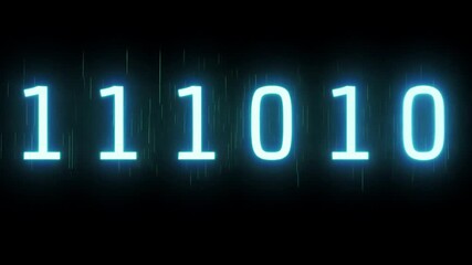Aufkleber - The number 1110 is displayed in bright blue neon on a black background with digital streaks.