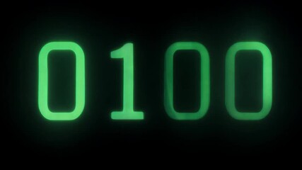 Leinwandbilder - A bright green neon number one glows against a black background.