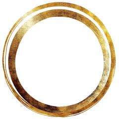 gold circle frame hand drawn geometric border grunge luxury isolated transparent background