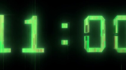 Poster - A close-up of a glowing green neon number 0 against a black background. The number is distorted, giving a digital, glitched effect.