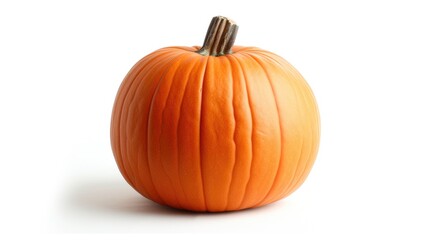 Poster - Bright Orange Pumpkin on Clean White Background