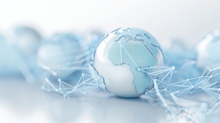Wall Mural - A blue globe with a white Africa on it