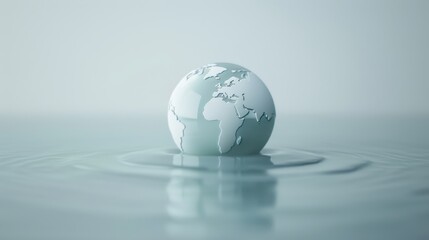 Wall Mural - A globe is floating on top of a wave in the ocean
