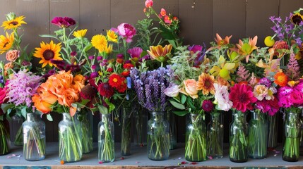 Canvas Print - Wildflower bouquets, vibrant blossoms, seasonal floral designs