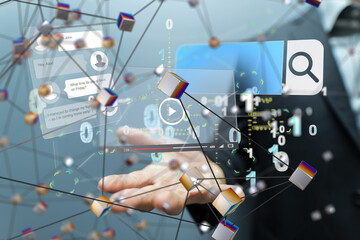 web develop interface web application in hand