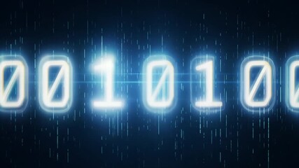 Fototapete - A close-up of a digital display showing the binary code for 1000. The code is illuminated in white on a blue background.