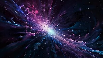 Wall Mural - Seamless looping animated video of colorful purple nebula particles in universe space, galaxy wallpaper
