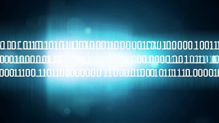Leinwandbilder - A bright blue screen with white binary code scrolling across it.
