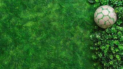 A soccer ball is sitting on a green field