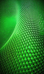 Poster - Abstract Green Mesh Background With Triangular Pattern. Generative AI