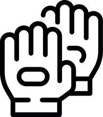 Poster - Protective work gloves icon, outlining a pair of gloves with an open palm design, emphasizing safety and flexibility for various tasks