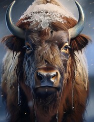 Wall Mural - Bison in the snow 