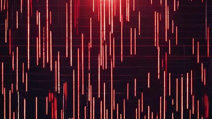 Aufkleber - Abstract red lines falling against a dark background. The lines are in various lengths and are illuminated with a warm glow.