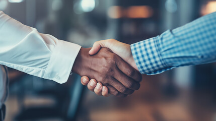 Office Handshake: Business People Sealing a Partnership Deal for Collaboration or Agreement