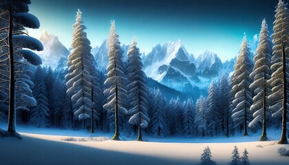 Wall Mural - snow covered mountains