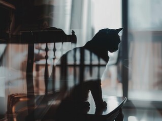 Cat Silhouette Double Exposure