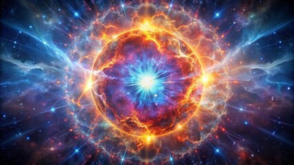 Wall Mural - Cosmic Inferno A Stellar Explosion in a Star-Filled Sky, space, nebula, galaxy , supernova