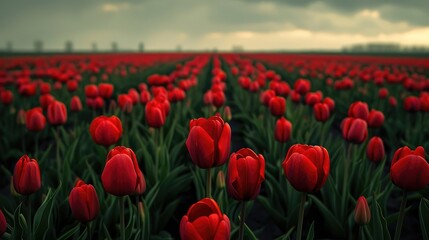 Canvas Print - field of tulips