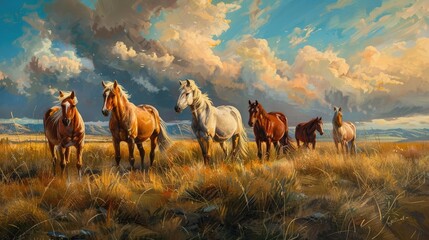 Canvas Print - herd of horses