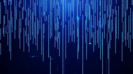 Aufkleber - Abstract digital rain falls against a dark blue background, creating a futuristic and ethereal effect with binary codes.