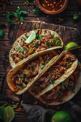 Wall Mural - Tacos on wooden table