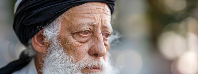 Canvas Print -  A man with long white beard and black turban