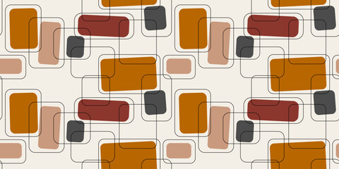 Fototapete - Abstract textile texture from colored rectangles, as well as silhouettes. A repeating, unobtrusive, minimalist pattern.