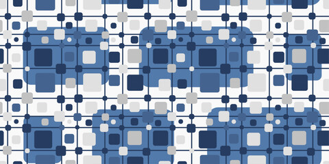 Poster - Squares in a grid, a stylish simple minimalist pattern in blue.