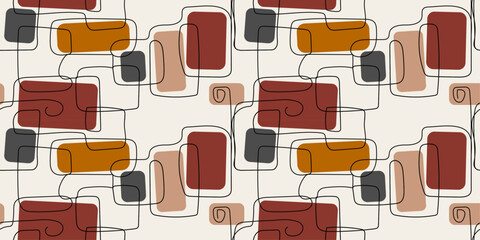 Aufkleber - Abstract textile texture made of colored rectangles, as well as an ornate line of a repeating patch. A repeating, unobtrusive, minimalist pattern.