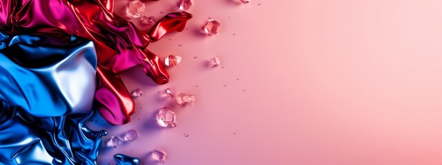 Sticker -  A pink-blue abstract backdrop, left side dripping with water, right side solid pink-blue