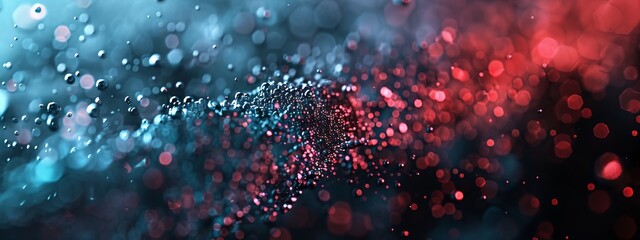 Canvas Print - Raindrops on window with red, blue, and green lights in the background