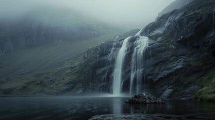 Poster - waterfall in the mountains