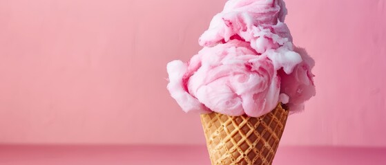 Sticker - foreground features a single ice cream cone, background consists of a pink wall and identical pink ice cream cone