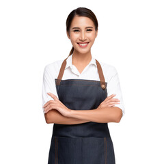 Uniform Elegance Staff Member in Apron, Isolated transparent background