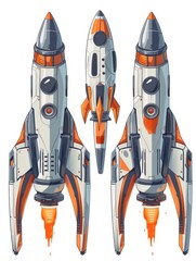 Wall Mural - Space Ship Orange White Paint