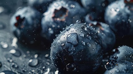 Wall Mural - blueberries in water