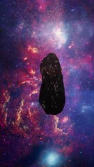 Wall Mural - extraterrestrial asteroid oumuamua in outer space. vertical design in 9:16 ratio. smartphone and soc