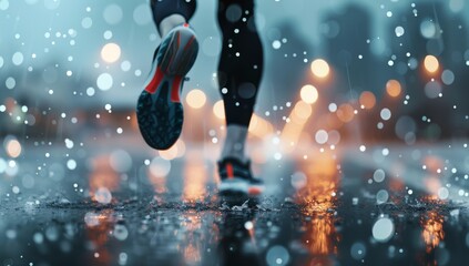 Runner's Foot in Rain