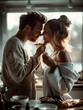 © Evelina - couple eating together at the kitchen